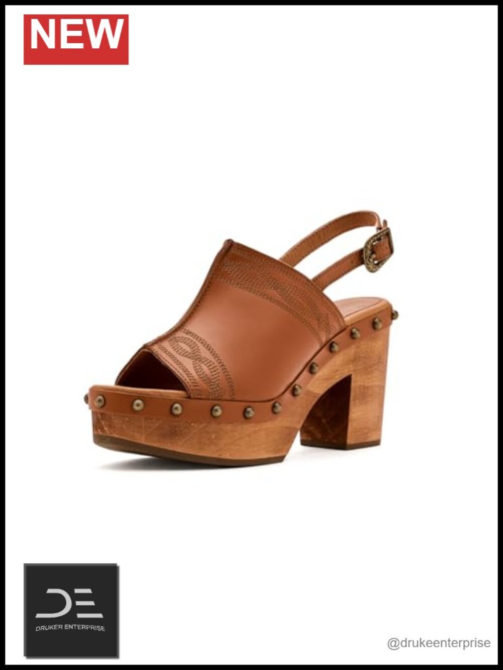 Dingo Clover Women's Leather Wedge Sandal Open Toe Adjustable Buckle Casual